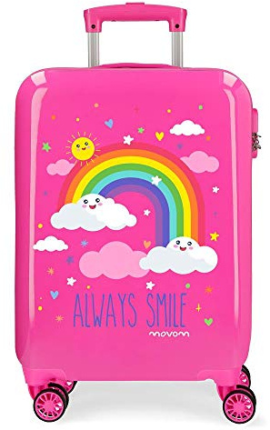 Enso Arcoiris Always Smile Valise Trolley Cabine Rose 38x55x20 cms Rigide ABS Serrure à combinaison 35L 2,3Kgs 4 roues Bagage à main
