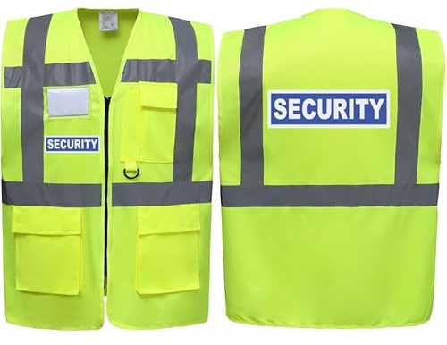 Security Badge Black Zipped Hi Vis Vest Reflective, Work Wear Coat Security Officer, High Visibility, By Brook Hi Vis,