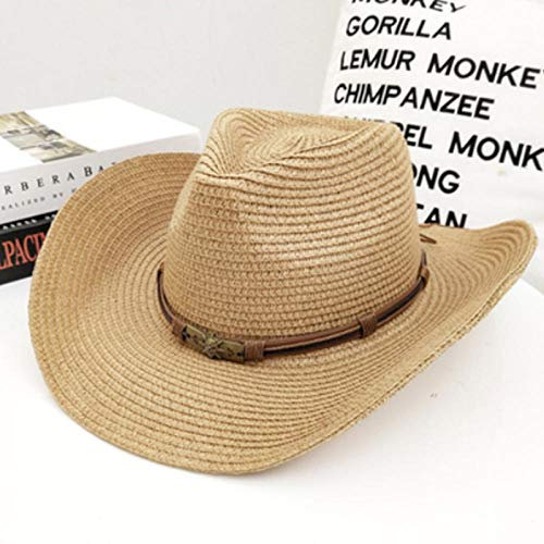 Sonnenhut Strohhut Hut Damen Stroh Cowboyhut Frauen Männer Handgemachte Webart Cowboyhüte Für Dame Quaste Sombrero Hüte-7_Color_56-58Cm