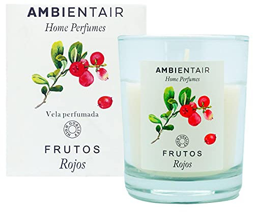 SEVENREEDS, Vela aromática Frutos Rojos, Ambientair Home Perfume, Vela en vaso de cristal para interiores, Duración 30 horas