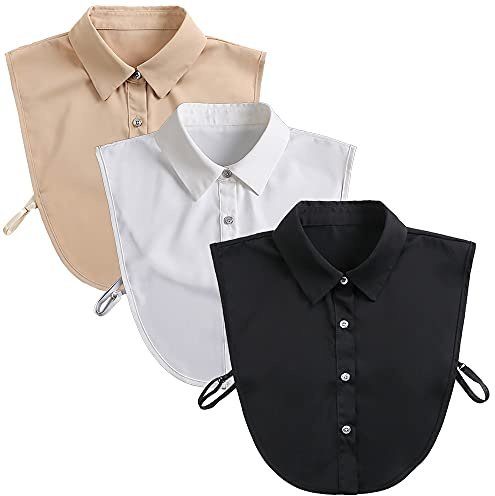 LoudSung Abnehmbarer Falscher Kragen Halbes Hemdbluse Fake Collar Crop Top Sets für Frauen Mädchen 3PCS