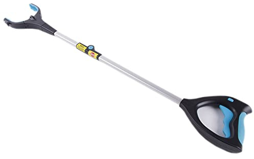 Utdragbart greppverktyg, 82 cm/32 tum kraftig pinne vikbar gräsmatta skräpplockare med halkfri käke och inbyggt ljus för äldre, funktionshindrade, trädgård