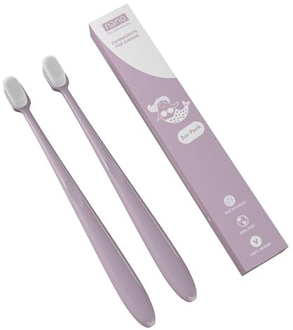 nano Die Zahnbürste. 2er-Pack | Nano | Kinder | Kleinkind | Baby | 18.000 Borsten | Weich | Extra weich | Super soft | Sensitiv | Sanft | Effektive Reinigung | Schonend für das Zahnfleisch | Altrosa