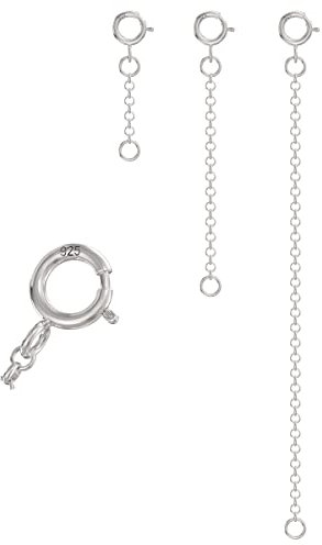 Aeon Sterling Silver Necklace 2 and 3 pc Necklace Extenders. 1,2, & 4 and 2 & 4 inch Extenders | Adjustable 925 Silver Chain Extensions for Necklaces, Bracelets, Anklets