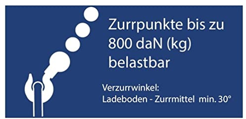 Aufkleber Hinweis Ladungssicherung Zurrpunkte bis zu 800 daN (kg) Schild Folie selbstklebend | Größe wählbar Made in Germany, Größe: 20x40 cm