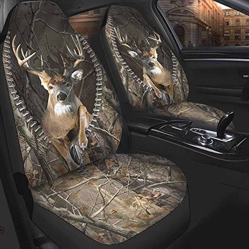 Schonbezüge Autoauflage Hirsch-Reißverschluss-Jagd-Camouflage-Muster Auto-Zubehör Sportliche Sitzbezüge Set Universal Für Suvs, Autos, Anhänger, 52X138Cm