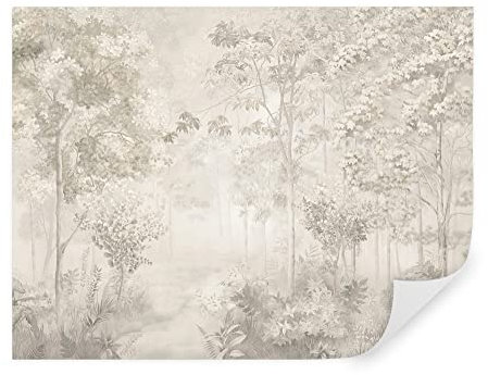 Tapeko Papier Peint Panoramique Nature 260x180 cm style 3D Forêt Feuillage des Arbres Nature Papier Peint intissé Couleurs Douces pour Chambre Salon Décoration Murale u78448