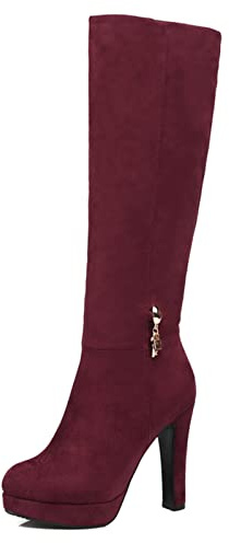 Bviennic Donna Eleganti Plateau Tacco Alto Warm Vestito Stivali Alti