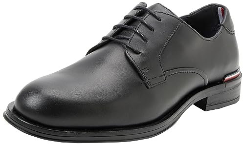 Tommy Hilfiger Herren Derby Schuh Core aus Leder, Schwarz (Black), 43