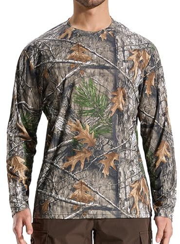 LOOGU Men’s Hunting Camo Shirt Lightweight, Camouflage Shirts for Men Long Sleeve Shirt for Fishing Hiking Camping