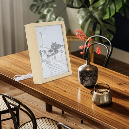 CCYLEZ LED-upplyst målning, USB-driven, 3 färgändrande ljus, minimalistisk stil, trä fotoram, upplyst målningsdekoration, för vardagsrum, sovrum och arbetsrum (15 x 20 cm)