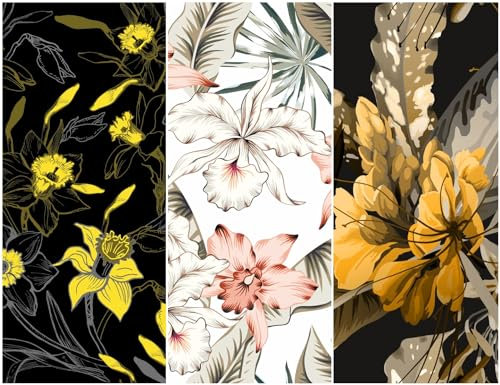 Heko Panels Oxford Stoff Panel Wasserdicht Mit 3 Mustern Canvas-Stoff Polyester Stoff Zum Nähen Nähstoffe Dekostoffe Wasserabweisend Blickdicht 121,5 x 153 cm Blumen