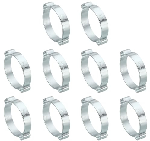 PATIKIL 10 Stück Doppelohr Schlauchschellen, Einstellbare 2-Ohr Schlauchschellen Ø 37-40mm, Verzinkter Zweiohrschellen, Schlauch Klemmplatten für Fule Benzin, Rohr, Schlauch