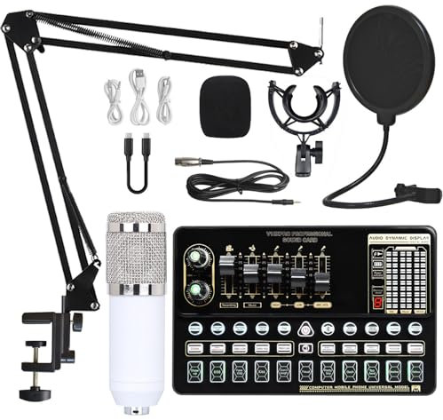 SKUBIS Un Ensemble Complet d'équipements d'enregistrement de karaoké par Ordinateur et de mélangeur de Cartes Son de Diffusion en Direct,C