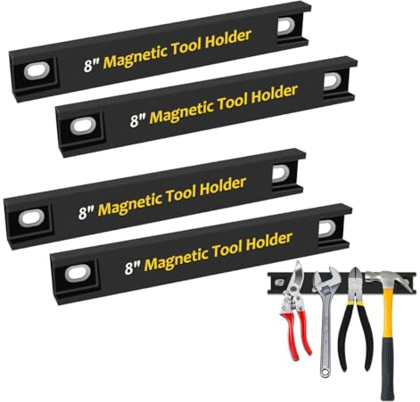 8' Heavy Duty Magnetic Tool Strip, 4 Pack Rubber Protected, Storage Organizer for Garage Shop Wall Workbench Screwdriver Wrench Pliers