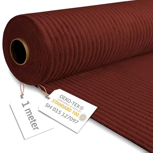 DreamRoots Cordstoff Meterware, Breitcord, Fired Brick, 1 m | Polsterstoff, Möbelstoff, 380 g/m², 140 cm breit, Stoff zum Beziehen, für Möbel & DIY, weich