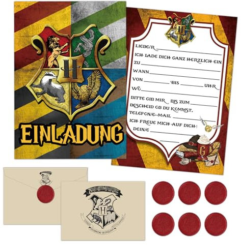 Ycaaeo 12 Stück Einladungskarten Kindergeburtstag Deutsch Kinder, mit 12 Umschlag und 12 Runder Aufkleber, Einladungskarten Geburtstag Mädchen Jungen, Cartoon Anime Party Einladungskarte