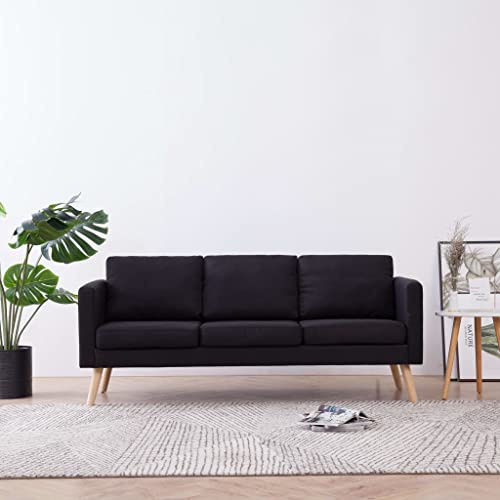 Willood 3-Sitzer-Sofa Stoff Polstersofa Lounge Couch Holz Design Sitzmöbel Loungesofa Stoffsofa Sitzmöbel Wohnzimmer Schwarz
