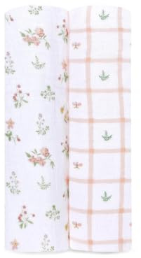Aden + Anais™ Essentials Wickeldecke aus Baumwoll-Musselin, Elefant, Zirkus, Landblumen, 2 Stück