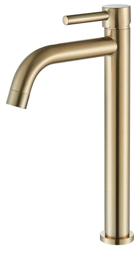 Suguword Gold Bad Wasserhahn Waschtischarmatur Badarmatur hoch Waschbecken Waschtisch Armatur Hoher Auslauf Einhebelmischer für Badezimmer aus Messing für Waschbecken Waschtisch Badezimmer, Gäste-WC