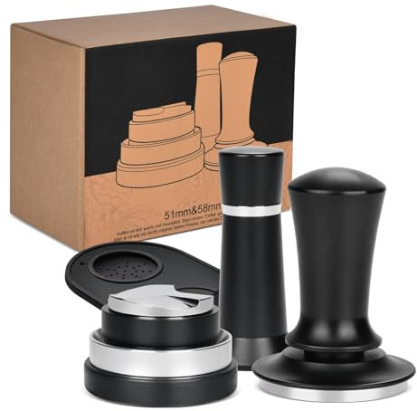 Kaffeetamper Set, Kaffeetamping-Set inkl. 58mm Kaffee-Tamper mit Base, Coffee Distributor 58mm Espresso Leveler Tool, WDT Tool, Kaffee Distributor, Tamping Matte für Kaffee Verteiler Barista Zubehör