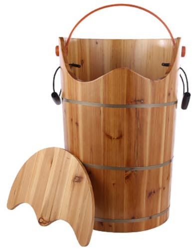 BIOMICE Footbath Basin Handmade Wooden Foot Spa Wooden Barrel Wooden Foot Soaking Sauna Foot Tub Massage Spa Sauna Foot Bath Tub