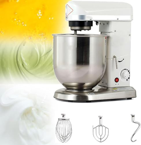 Batidora de pie for repostería de 500 W con recipiente de acero inoxidable, batidor de masa, batidor de varillas, batidora de cocina de 3 velocidades for panadería, batidora de pie comercial for alime