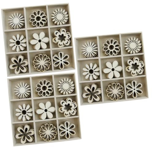 VILLCASE 3 Boxen Mit 45 Stück Holzverzierungen Lipgloss Sets Rouge Wohnaccessoires Ornamente Rosendekorationen DIY Basteldekoration Für Zuhause Basteln Hochzeit