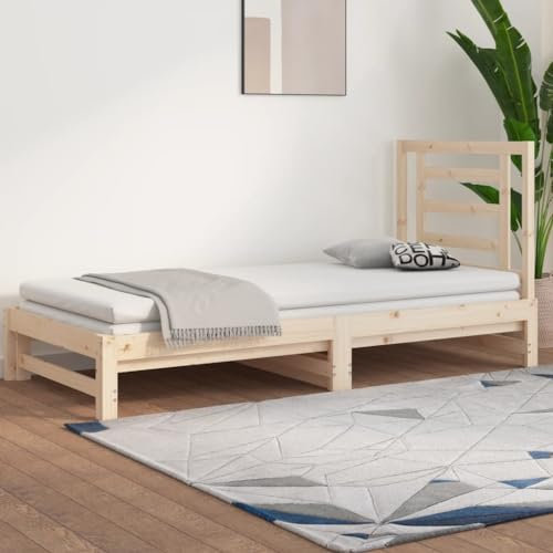 Homgoday Sofá Cama Extraíble,Sofá Cama extraíble Madera Maciza de Pino 2X(90x190) cm Cama Convertible en Cama Individual Cama Divan Sofá Cama Matrimonio Sofá Cama Extraíble