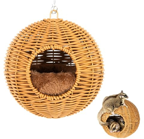 NEOUZA Zuckergleiter-Beutel, Metallrahmen, PP-Rattan, langlebig, wasserabweisend, ungiftig, sicheres Material, Haustier-Gleitkäfig-Schlafsack für Kleintiere, Eichhörnchen, Murmeltiere, Ratten, Hamster