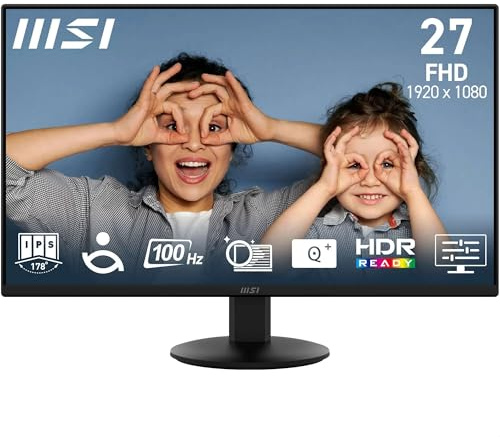 MSI PRO MP272L 27-Inch FHD Office Monitor - 1920 x 1080 IPS Panel, 4-Sided Frameless, 100 Hz Refresh Rate, Eye-Friendly Screen, Tilt-Adjustable - HDMI 1.4b, DP (1.2a)