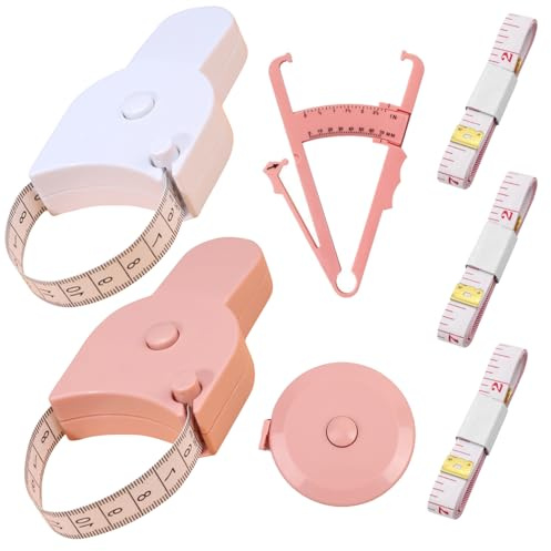 7 Pcs Body Measuring Tape Set, Tape Measure Body with 2 x Body Tape Measure, Waist Measuring Tape, Fat Clip and 3 x 150cm Soft Body Measuring Tapes for Arm, Thigh, Chest and Waist
