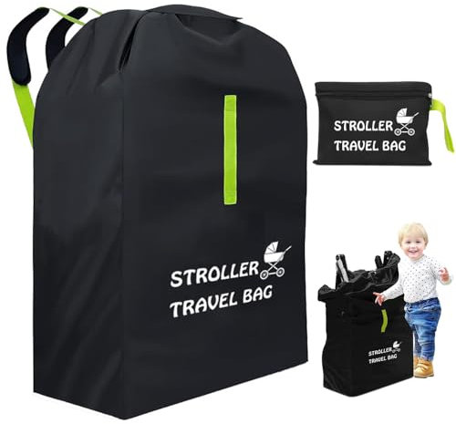 Mineup XL-Kinderwagen-Reisetasche, 120 x 63 x 43 cm, tragbare Kinderwagentasche für Flugzeug, wasserdichte Taschen für Reisen und Aufbewahrung von Kinderwagen mit Schultergurten, groß, schwarz