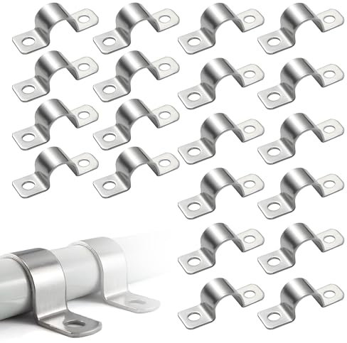 20 Stück U-Rohrschellen Edelstahl Zweiloch Rohrklemme – Befestigungsschelle für Gasrohr, Diameter 10 mm, Wasserleitung, Kabelrohr, Bügelschelle, Kabelschellen, Leerrohre für Elektroleitung
