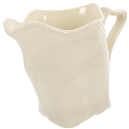 POPETPOP Ceramic Milk Pitcher for Cappuccino Vintage Style Milk Frothing Jug Handle for Latte Making and Serving