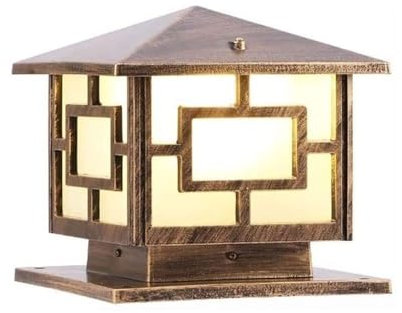 Lámpara de pilar al aire libre estanca cuadrada europea, lámpara de poste de jardín de paisaje a prueba de lluvia vintage, linterna de columna de patio de aluminio fundido a presión exterior for cerca