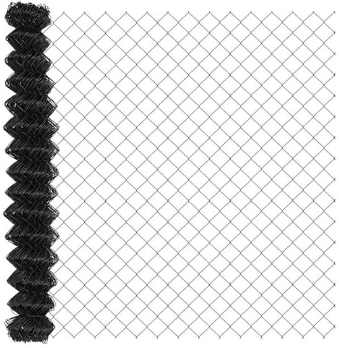 vidaXL Kedjelänk Stängsel Grå 10 x 1,6 m Stål, Trädgård och terrassstaket, rektangulärt, slitstarka UV-resistenta material, modern utomhusskydd