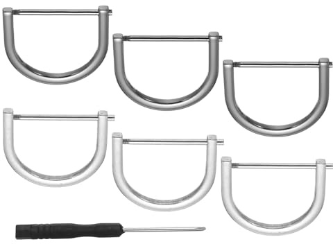 PATIKIL 1-1/2 D-Rings Screw in Shackle, 8 Pcs Horseshoe U Shape D Ring Zinc Alloy Semicircle Buckles Replacement for Purse Keychain Collar Accessories Craft, Silver/Black