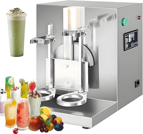 Shaker elettrico per tè al latte, macchina per shakerare il tè al latte a doppia tazza, macchina per shakerare il tè al latte in acciaio inossidabile a 400 giri/min, due tazze Snow Grams da 700 ml