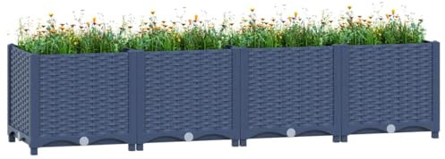 HaoChrymec Jardinera Elevada 160x40x38 cm, Polipropileno, Resistente y Duradera, Ideal para Huerto Urbano, Jardín, Balcón, Terraza