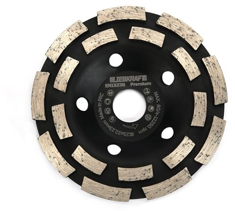 LIEBKRAFT Premium Diamantschleiftopf 125 mm x 22,23 mm – Doppelreihige Schleifscheibe für Beton, Stein & Ziegel – Universell für Winkelschleifer für Beton, Schleifscheiben – EN 13236 (Basic)