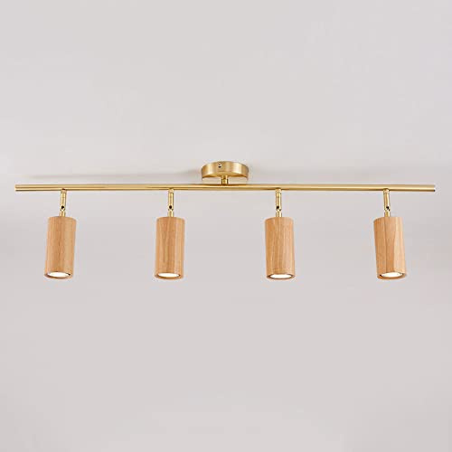 Foco de Techo de Madera con riel Fijo LED, Ajustable 360°+180°, Montaje en Superficie, Foco de Acento, focos direccionales, lámparas de Techo/Pared para Uso Comercial y doméstico.