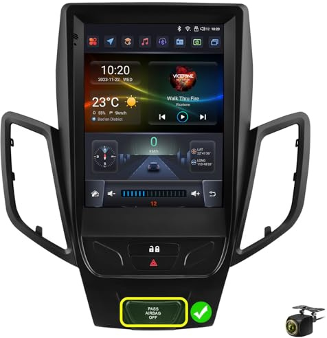 9.7 Inch HD Touchscreen Android 14 Car Stereo Radio Upgrade for F-ord Fiesta 2009-2016 Wireless Carplay Android Auto 5G WiFi DSP GPS Navigation Bluetooth FM/AM/RDS SWC Backup Camer(Color:8 CORE 4+64G)