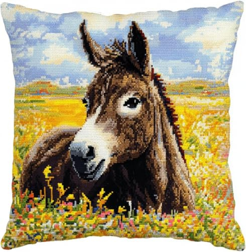 Kitquiver Knüpfkissen Zum Selber Knüpfen,Esel 43X43Cm Diy Kissenbezug Knüpfen Kissen Hülle Sofakissenbezug, Knüpfkissen Set Für Kinder Erwachsene