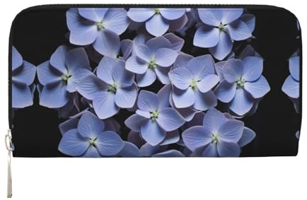 WZYCWB Les pochettes en cuir de vache à lait avec fermeture éclair et porte-cartes sont parfaites pour les voyages ou un usage quotidien, Hortensia mauve, Taille unique