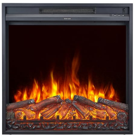 CHEMIN'ARTE Chimenea eléctrica empotrable Oxford 2XL con Efecto de Llama Leds - Chimenea eléctrica con calefacción – Inserto de Chimenea - Bajo Consumo - Mando a Distancia - Extra Fino - 71x15x74cm