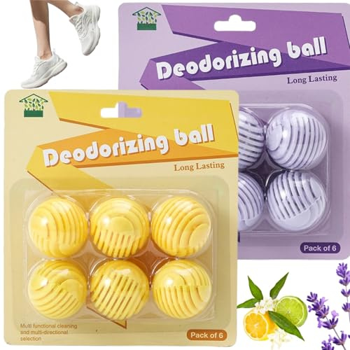 2PCS Shoe Deodorizer Balls,Shoe Air Freshener & Odour Eliminator,Smelly Shoes Odor Remover,Ball Deodorant Eliminate Odors(Lemon and Lavender flavors),Sphe/rical Design Smelly Shoes Odor Remover