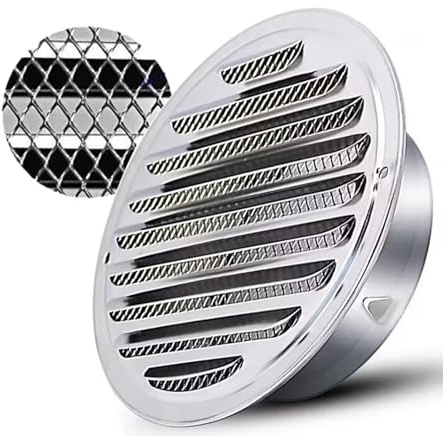 2.7-11.8 Inch Stainless Steel Air Outlet Vents Wall Vent Duct Cover Flat Ventilation Outlet Exhaust Hood Weatherproof with Protective Screen Mesh