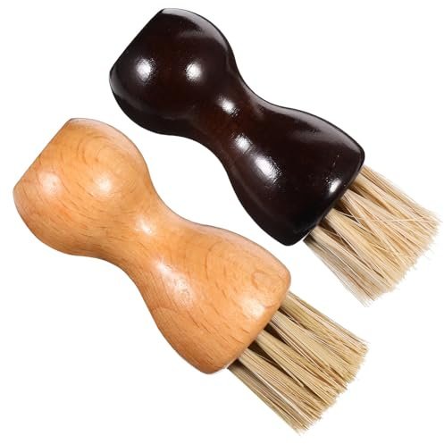 GLEAVI Spazzola per Scarpe per Pulizia e Lucidatura di Scarpe in Pelle Set 2 Pezzi in Legno Setole Ovali, Portatile e Versatile per Ufficio e Feste
