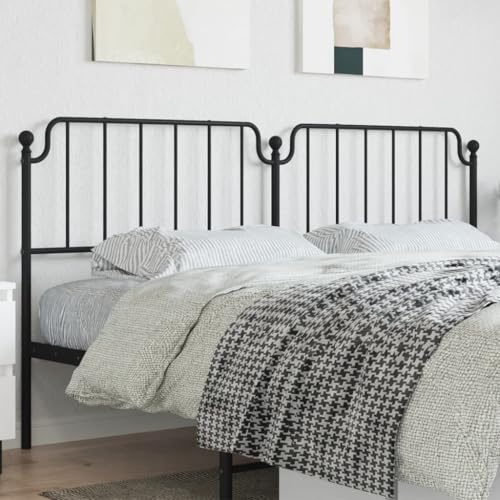 YunCangg Ersatz-Kopfteil Metall Schwarz 200 cm, pulverbeschichteter Stahl, stabile Metallbeine, kompatibel mit runden Rohren, freistehend für Schlafzimmer und Gästezimmer, Rückenlehne zum Anlehnen